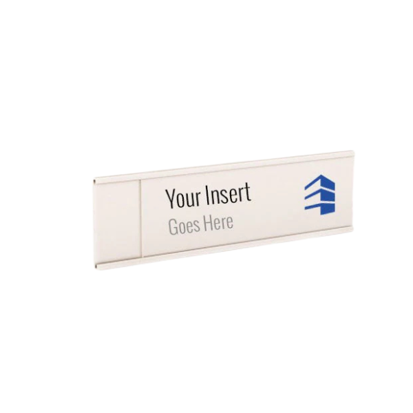 2x8 office name plate holder metal wall mount with lens