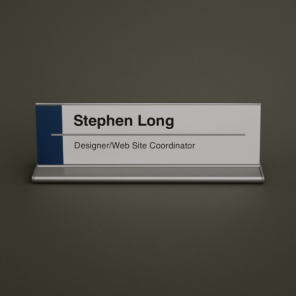 Double-Sided Office Cubicle Signs Nameplate w/ Aluminum Base