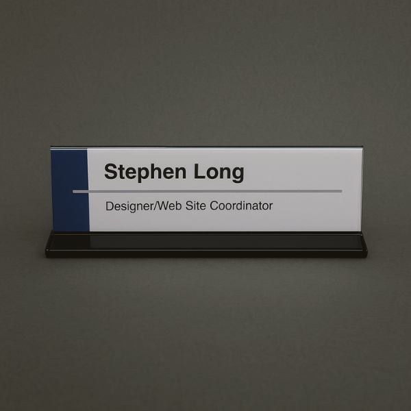 Double-Sided Office Cubicle Signs Nameplate w/ Aluminum Base